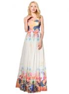 Oasap Elegant Floral Print Strapless Prom Dress