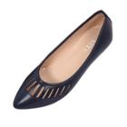 Oasap Pointed Toe Hollow Out Solid Color Flat Shoes