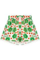 Oasap Floral Print Globule Trimmed Elastic Waist Shorts