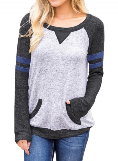 Oasap Contrast Stripes Long Sleeves Tee