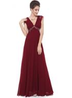 Oasap Women's Elegant Double V Neck Lace Panel Maxi Prom Evening Dress