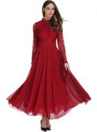 Oasap Stand Collar Long Sleeve Flounce Hem Lace Dress