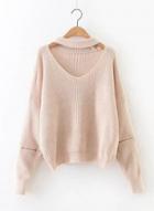 Oasap V Neck Long Sleeve Solid Casual Sweaters