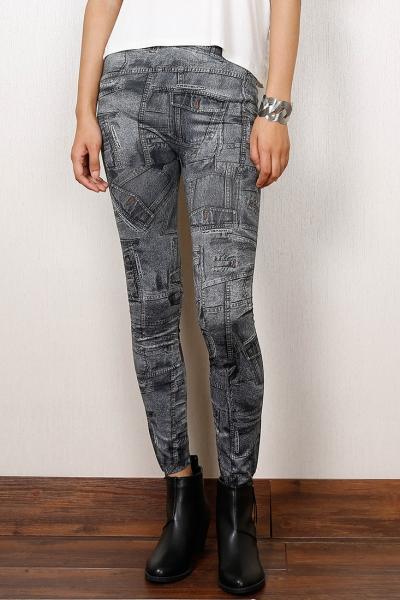 Oasap Fashion Mock Pocket Imitation Jeans Legging