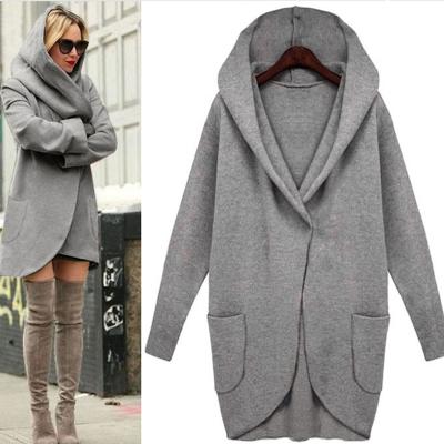 Oasap Solid Long Sleeve Irregular Hooded Cardigan