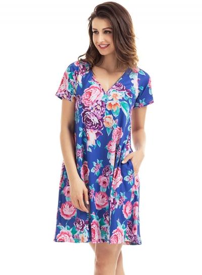 Oasap Pocket Design Summer Floral Shirt Dress