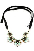 Oasap Green Floral Statement Necklace