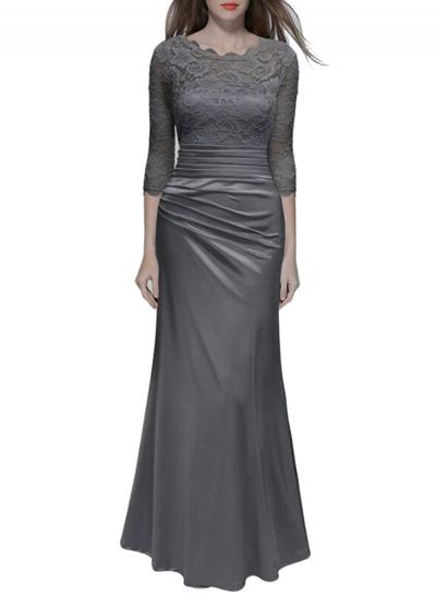 Oasap Elegant 3/4 Sleeve Lace Long Evening Dress