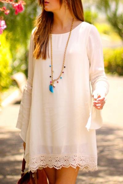 Oasap Chic Lace Paneled Shift Dress