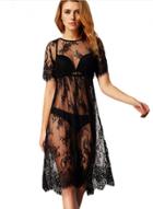 Oasap Lace Short Sleeve See-through Dress