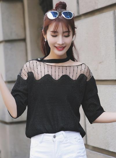 Oasap Slash Neck Short Sleeve Fashion Tee
