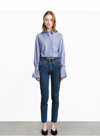 Oasap Preppy Style Slim Stripped Shirt