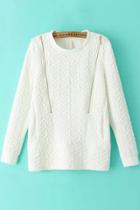 Oasap Glam Double-zipper Textured Sweatshirt