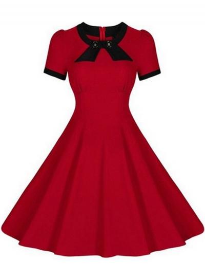 Oasap Vintage Short Sleeve A-line Swing Dress