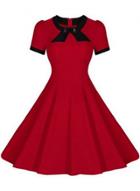 Oasap Vintage Short Sleeve A-line Swing Dress