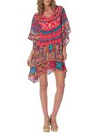 Oasap Women's Fashion V-neck Print Irregular Hem Chiffon Dress