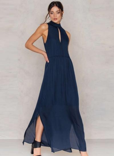 Oasap Mock Neck Sleeveless Maxi Prom Dress