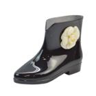 Oasap Solid Color Flat Heels Flower Rain Boots
