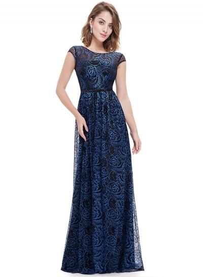 Oasap Women's Cap Sleeve Backless Floral Lace Maxi Evening Dress