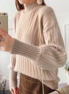 Oasap Fashion Loose Fit High Neck Knit Pullover Sweater