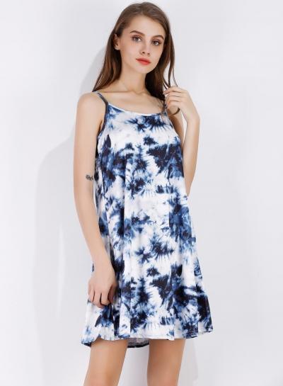 Oasap Ink Print Spaghetti Strap Sleeveless Dress