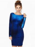 Oasap Scoop Back Bodycon Velvet Dress