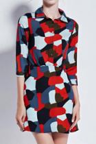 Oasap Stylish Color Block Mini Dress