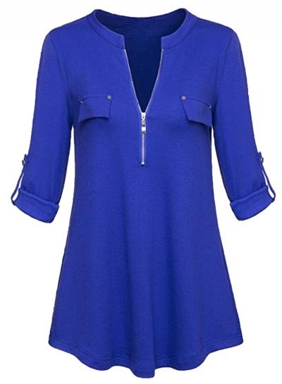 Oasap V Neck Long Sleeve Solid Color Knit Top