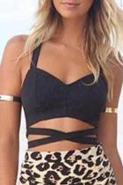 Oasap Lovely Strappy Sleeveless Crop Top