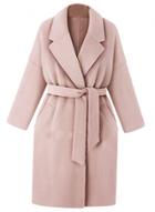 Oasap Turn Down Collar Long Sleeve Solid Color Wool Coat With Belt