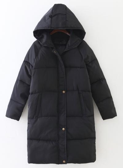Oasap Fashion Loose Fit Front Zip Thicken Hooded Coat