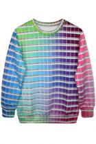 Oasap Dip-dye Plaid Print Sweatshirt