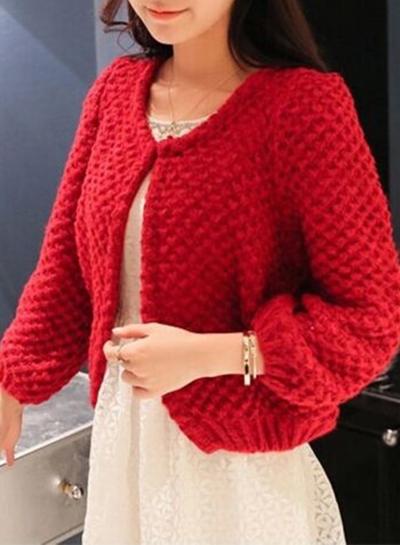 Oasap Fashion Solid Long Sleeve Knit Cardigan