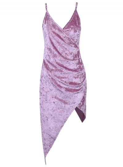 Oasap Spaghetti Strap Bodycon Irregular Velvet Party Dress