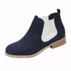Oasap Round Toe Color Block Elastic Band Boots