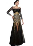 Oasap Women's Vintage Sheer Mesh Sequin Floral Prom Dress