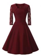 Oasap Vintage Square Neck Lace Sleeve A-line Dress