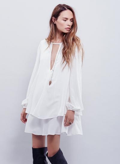 Oasap V Neck Cut Out Mini Dress