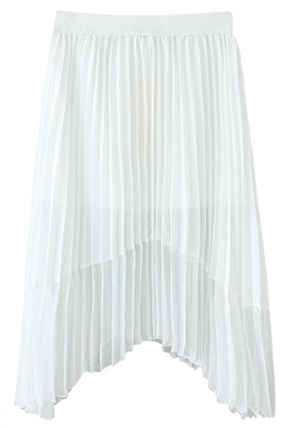 Oasap Irregular-hem Pleated Midi Skirt