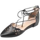 Oasap Pointed Toe Ankle Lace-up Flat Sandals