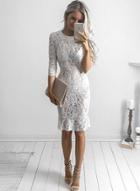 Oasap Fashion Half Sleeve Lace Bodycon Club Dress