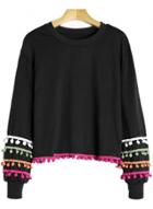 Oasap Fashion Loose Fit Pullover Sweatshirt With Pompon