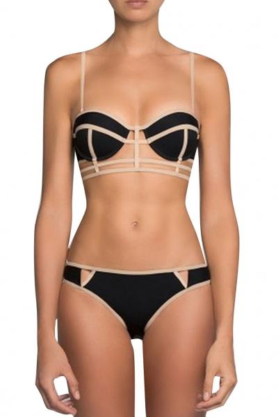Oasap Black Designer Balconette Corselet Bikini