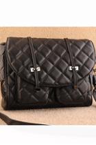 Oasap Retro Flap Check Shoulder Bag With Double Pockets