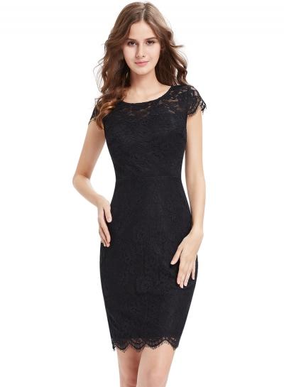 Oasap Women's Fashion Black Floral Lace Bodycon Pencil Dress