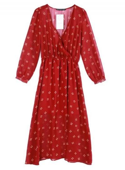 Oasap Cute Floral Printing Loose Dress