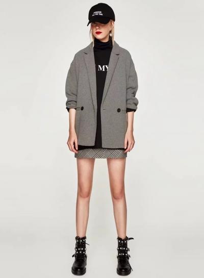 Oasap Fashion Solid Double Breasted Blazer