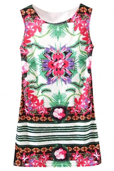 Oasap Buzz Floral Sleeveless Mini Shift Dress
