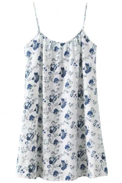 Oasap Summer Sweet Printed Mini Slip Cotton Dress For Woman