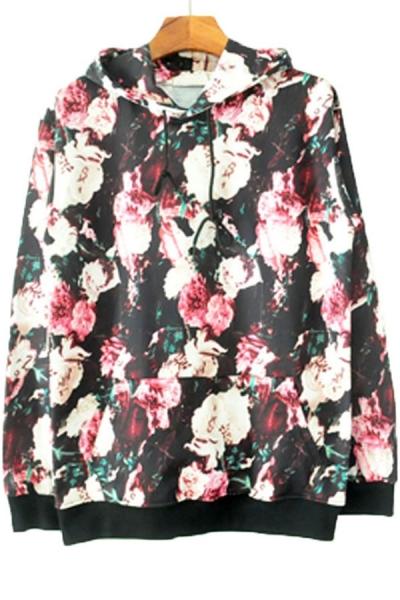 Oasap Retro Floral Print Hoodie